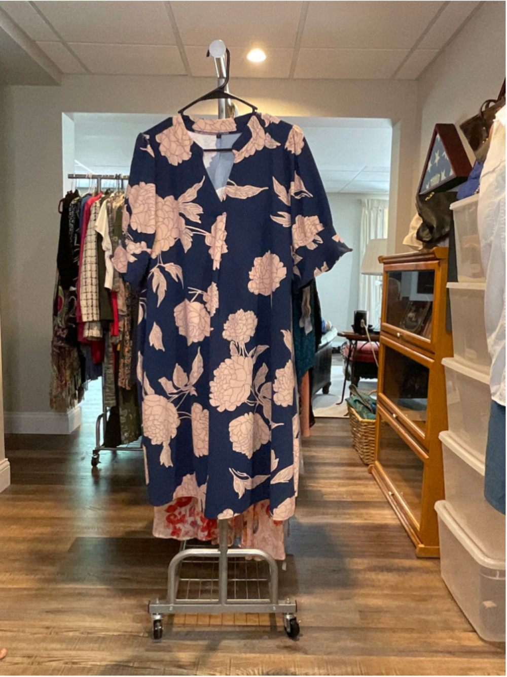 Women's Unbranded Navy Pink Floral Shift Dress L